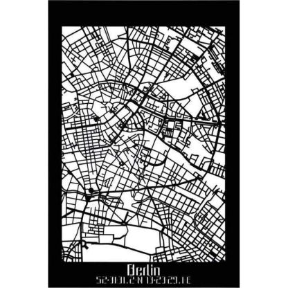 Citymap Berlijn 40x60 cm Zwart MDF houten cadeau decoratie relatiegeschenk van WoodWideCities