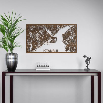 Citymap Istanbul houten cadeau decoratie relatiegeschenk van WoodWideCities