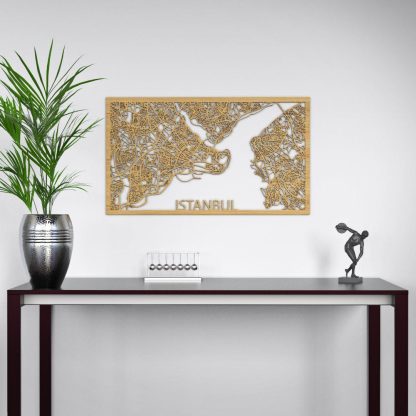 Citymap Istanbul houten cadeau decoratie relatiegeschenk van WoodWideCities