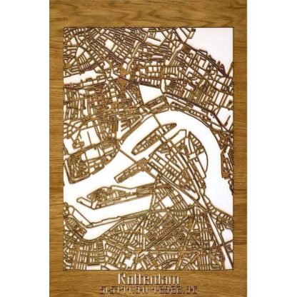 Citymap Rotterdam houten cadeau decoratie relatiegeschenk van WoodWideCities