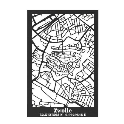 Citymap Zwolle houten cadeau decoratie relatiegeschenk van WoodWideCities