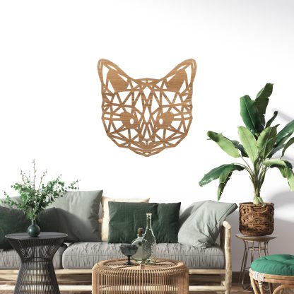 Geometrische Dieren Kat/Poes Eiken houten cadeau decoratie relatiegeschenk van WoodWideCities