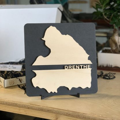 Provincie Drenthe Black houten cadeau decoratie relatiegeschenk van WoodWideCities