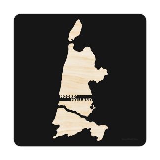 Provincie Noord-Holland Black S (25x25 cm) houten cadeau decoratie relatiegeschenk van WoodWideCities