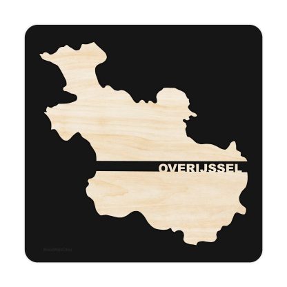 Provincie Overijssel Black S (25x25 cm) houten cadeau decoratie relatiegeschenk van WoodWideCities