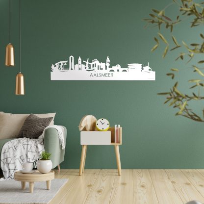 Skyline Aalsmeer Wit glanzend gerecycled kunststof cadeau decoratie relatiegeschenk van WoodWideCities