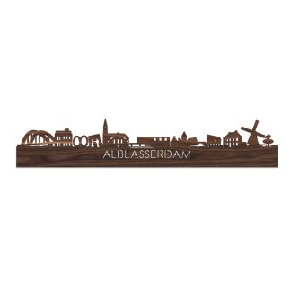 Skyline Alblasserdam Noten houten cadeau decoratie relatiegeschenk van WoodWideCities