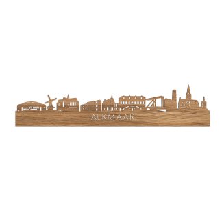 Skyline Alkmaar Eiken houten cadeau decoratie relatiegeschenk van WoodWideCities