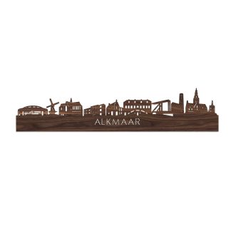 Skyline Alkmaar Noten houten cadeau decoratie relatiegeschenk van WoodWideCities