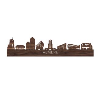 Skyline Almere Noten houten cadeau decoratie relatiegeschenk van WoodWideCities