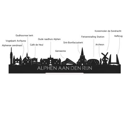 Skyline Alphen aan den Rijn Zwart houten cadeau decoratie relatiegeschenk van WoodWideCities