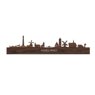 Skyline Ameland Noten houten cadeau decoratie relatiegeschenk van WoodWideCities