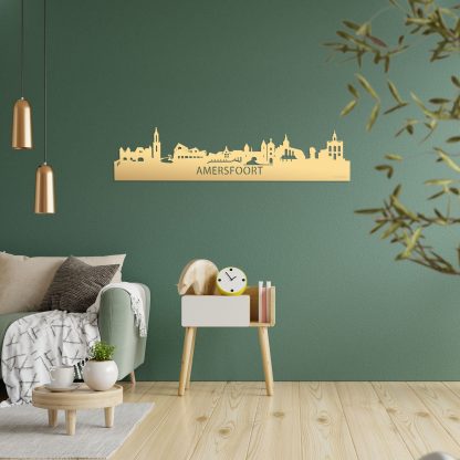 Skyline Amersfoort Metallic Goud gerecycled kunststof cadeau decoratie relatiegeschenk van WoodWideCities