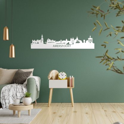 Skyline Amersfoort Wit glanzend gerecycled kunststof cadeau decoratie relatiegeschenk van WoodWideCities