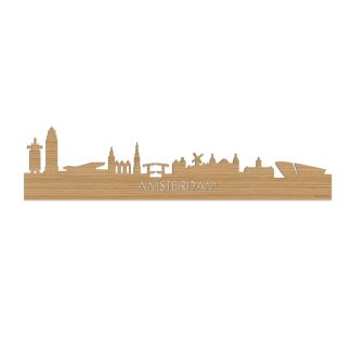 Skyline Amsterdam Bamboe houten cadeau decoratie relatiegeschenk van WoodWideCities