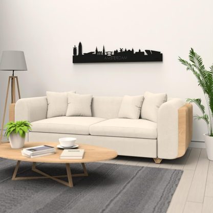 Skyline Amsterdam Black houten cadeau decoratie relatiegeschenk van WoodWideCities