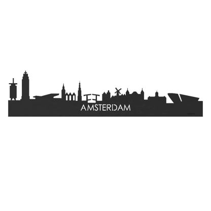 Skyline Amsterdam Black 80 cm Zonder verlichting houten cadeau decoratie relatiegeschenk van WoodWideCities