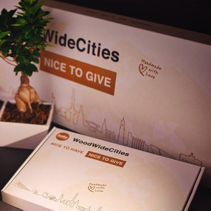 Skyline Amsterdam Metallic Goud gerecycled kunststof cadeau decoratie relatiegeschenk van WoodWideCities