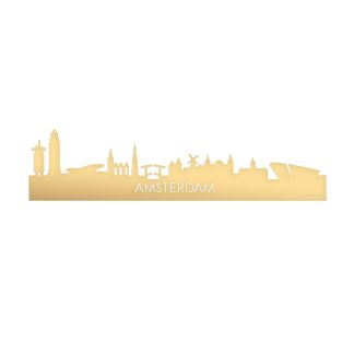 Skyline Amsterdam Metallic Goud gerecycled kunststof cadeau decoratie relatiegeschenk van WoodWideCities