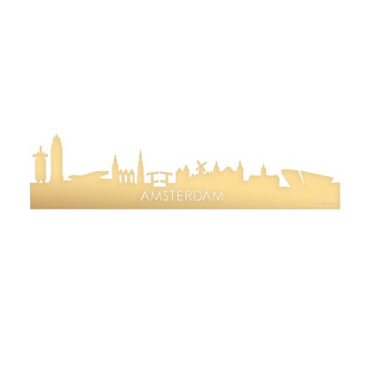 Skyline Amsterdam Metallic Goud gerecycled kunststof cadeau decoratie relatiegeschenk van WoodWideCities