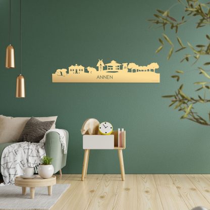 Skyline Annen Metallic Goud gerecycled kunststof cadeau decoratie relatiegeschenk van WoodWideCities