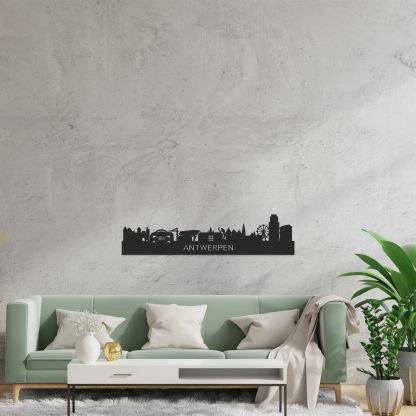 Skyline Antwerpen Black houten cadeau decoratie relatiegeschenk van WoodWideCities