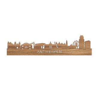 Skyline Antwerpen Eiken houten cadeau decoratie relatiegeschenk van WoodWideCities