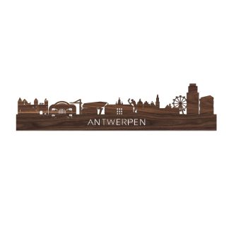 Skyline Antwerpen Noten houten cadeau decoratie relatiegeschenk van WoodWideCities