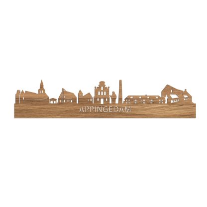 Skyline Appingedam Eiken houten cadeau decoratie relatiegeschenk van WoodWideCities