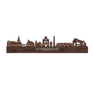 Skyline Appingedam Noten houten cadeau decoratie relatiegeschenk van WoodWideCities