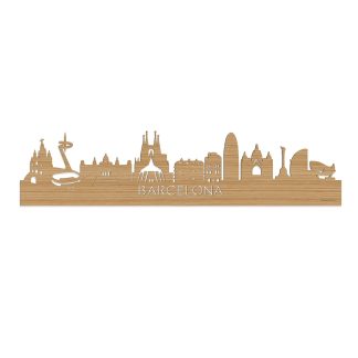 Skyline Barcelona Bamboe houten cadeau decoratie relatiegeschenk van WoodWideCities