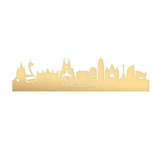 Skyline Barcelona Metallic Goud gerecycled kunststof cadeau decoratie relatiegeschenk van WoodWideCities