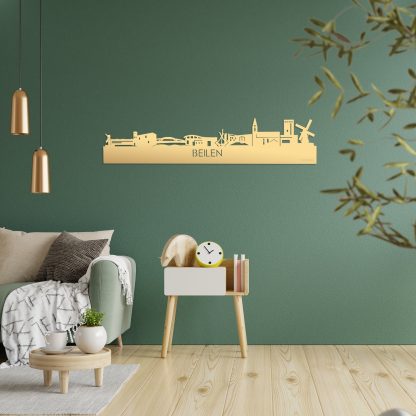 Skyline Beilen Metallic Goud gerecycled kunststof cadeau decoratie relatiegeschenk van WoodWideCities