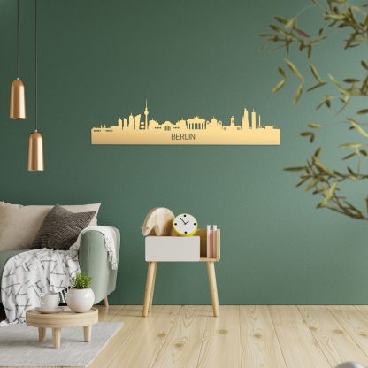 Skyline Berlijn Metallic Goud gerecycled kunststof cadeau decoratie relatiegeschenk van WoodWideCities