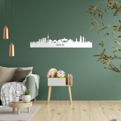 Skyline Berlijn Wit glanzend gerecycled kunststof cadeau decoratie relatiegeschenk van WoodWideCities