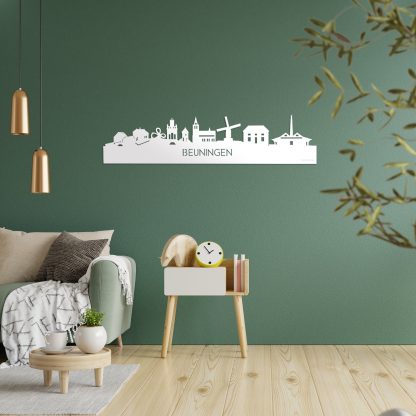 Skyline Beuningen Wit glanzend gerecycled kunststof cadeau decoratie relatiegeschenk van WoodWideCities