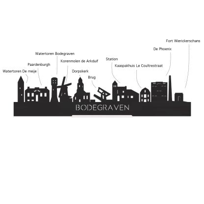 Skyline Bodegraven Zwart houten cadeau decoratie relatiegeschenk van WoodWideCities