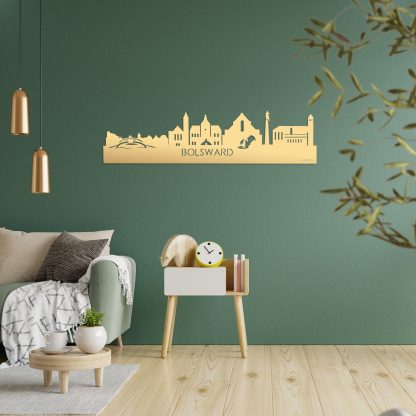 Skyline Bolsward Metallic Goud gerecycled kunststof cadeau decoratie relatiegeschenk van WoodWideCities