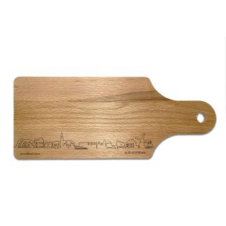 Skyline Borrelplank Alblasserdam houten cadeau decoratie relatiegeschenk van WoodWideCities