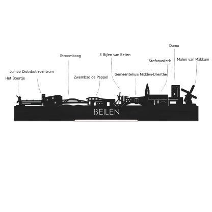 Skyline Borrelplank Beilen houten cadeau decoratie relatiegeschenk van WoodWideCities