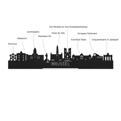 Skyline Borrelplank Brussel houten cadeau decoratie relatiegeschenk van WoodWideCities