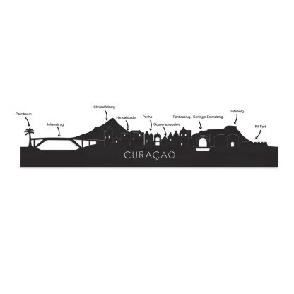 Skyline Borrelplank Curaçao houten cadeau decoratie relatiegeschenk van WoodWideCities