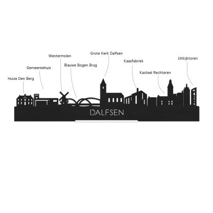 Skyline Borrelplank Dalfsen houten cadeau decoratie relatiegeschenk van WoodWideCities