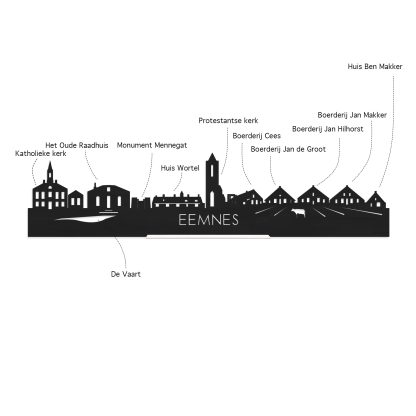 Skyline Borrelplank Eemnes houten cadeau decoratie relatiegeschenk van WoodWideCities