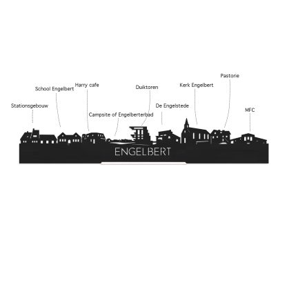 Skyline Borrelplank Engelbert houten cadeau decoratie relatiegeschenk van WoodWideCities