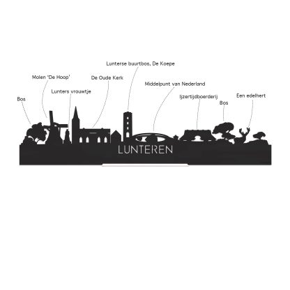 Skyline Borrelplank Lunteren houten cadeau decoratie relatiegeschenk van WoodWideCities