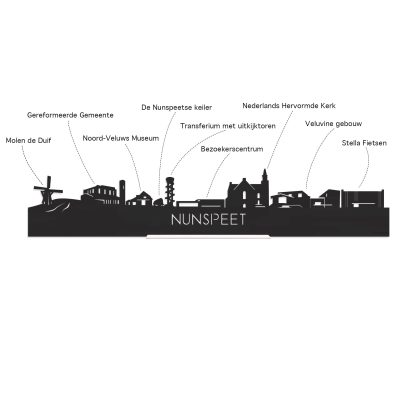 Skyline Borrelplank Nunspeet houten cadeau decoratie relatiegeschenk van WoodWideCities