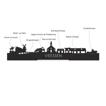 Skyline Borrelplank Veessen houten cadeau decoratie relatiegeschenk van WoodWideCities