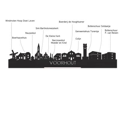 Skyline Borrelplank Voorhout houten cadeau decoratie relatiegeschenk van WoodWideCities