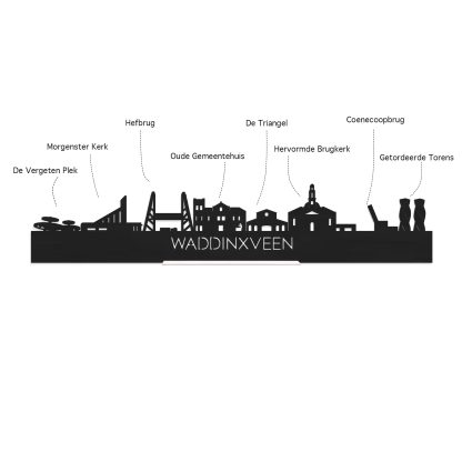 Skyline Borrelplank Waddinxveen houten cadeau decoratie relatiegeschenk van WoodWideCities